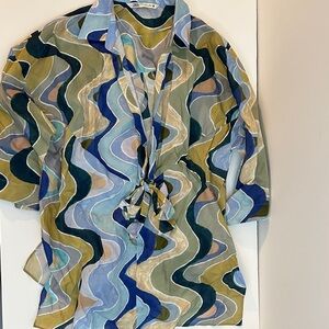 ZARA Multicolor Printed Top - Blue & Green
